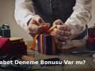 Kurdeleli hediye kutusu; üzerinde Benjabet deneme bonusu başlığı